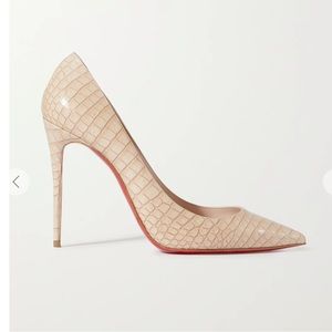 CHRISTIAN LOUBOUTIN Kate 100mm Pumps Heels Shoe Crock Calf Leather Nude Leche 39